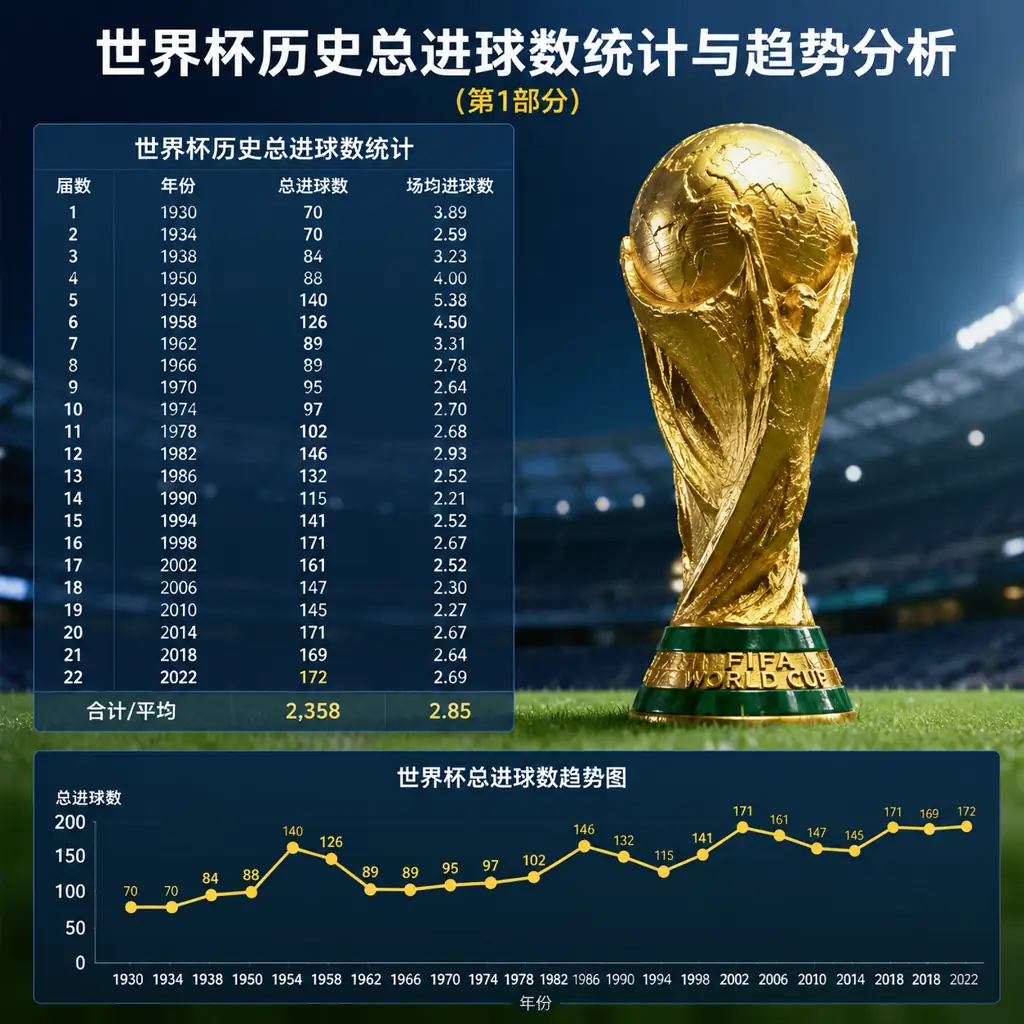 世界杯历史总进球数统计与趋势分析